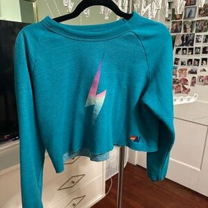 aviator nation - crop top with lighting bolt